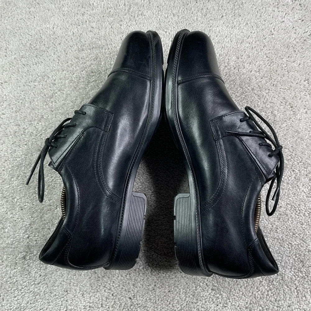 Rockport Shoes Mens 10.5 Wide Black Leather Cap Toe Oxford Lace Up Office Career